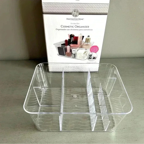 Huntington Home Cosmetic Make-Up Bathroom Organizer Storage Clear Divided Bin - Picture 7 of 7